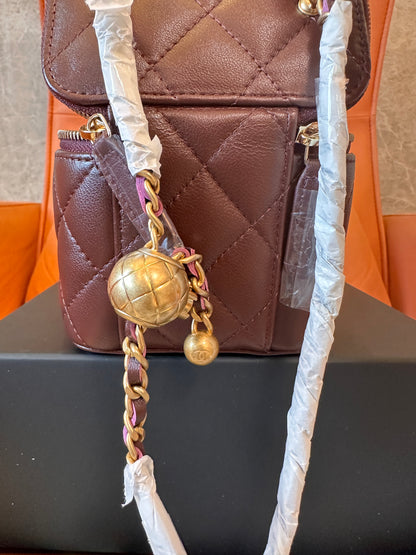 Chanel Mini Vanity Case in Quilted Burgundy Leather