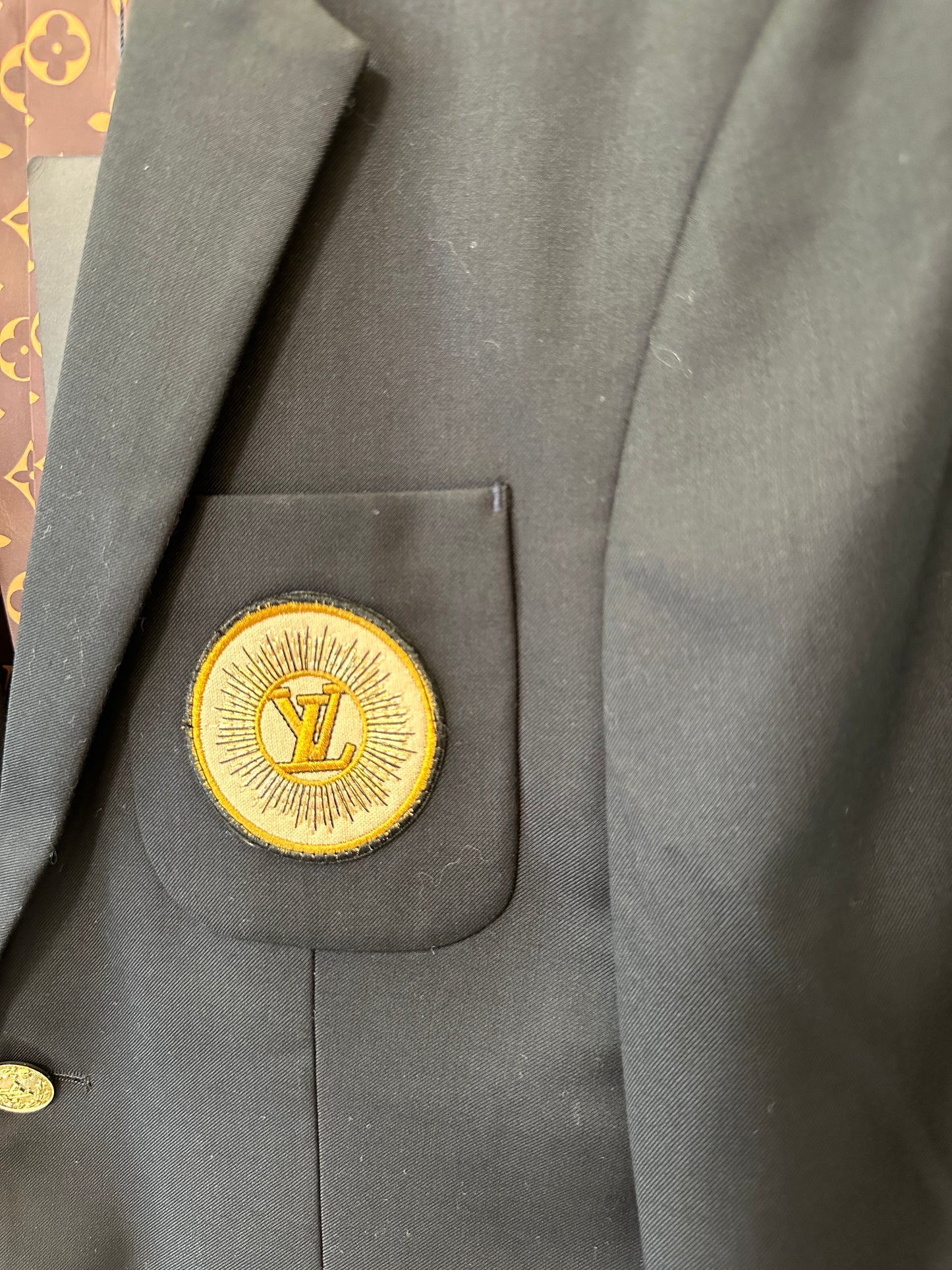 Louis Vuitton Monogram-Lined Blazer with LV Patch – Black Tailored Jacket