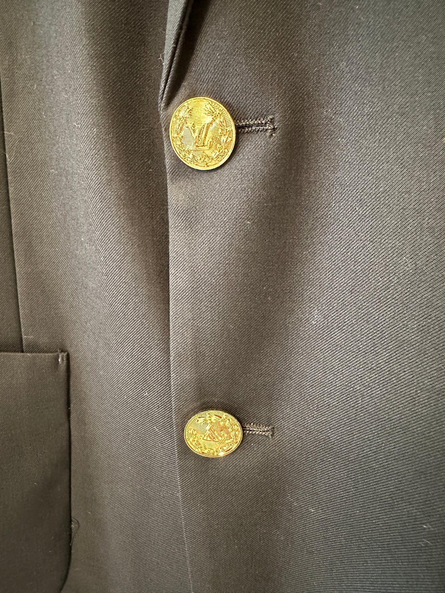 Louis Vuitton Monogram-Lined Blazer with LV Patch – Black Tailored Jacket
