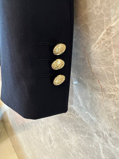 Louis Vuitton Monogram-Lined Blazer with LV Patch – Black Tailored Jacket