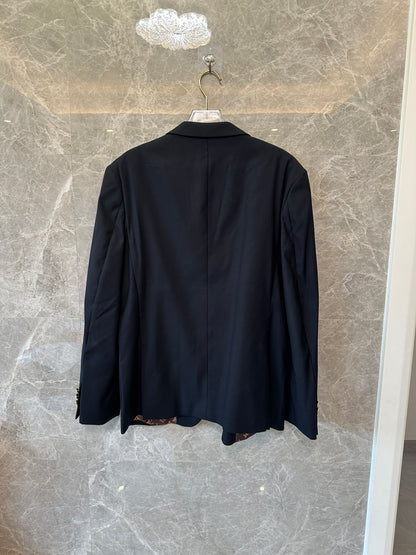 Louis Vuitton Monogram-Lined Blazer with LV Patch – Black Tailored Jacket