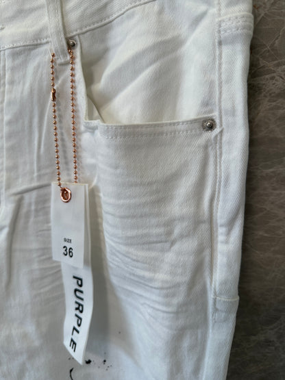 Purple Brand Distressed Skinny Jeans – White Paint-Splatter Denim