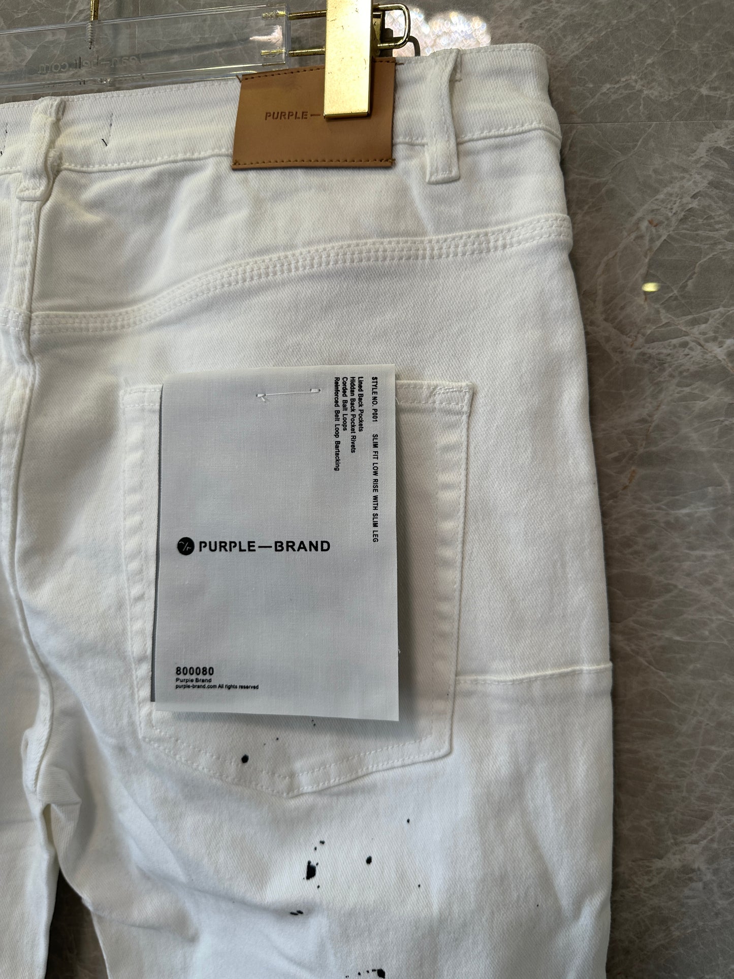 Purple Brand Distressed Skinny Jeans – White Paint-Splatter Denim