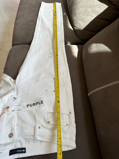 Purple Brand Distressed Skinny Jeans – White Paint-Splatter Denim