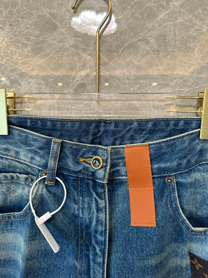 Louis Vuitton Straight-Leg Denim Jeans – Blue with Monogram Pocket Detail