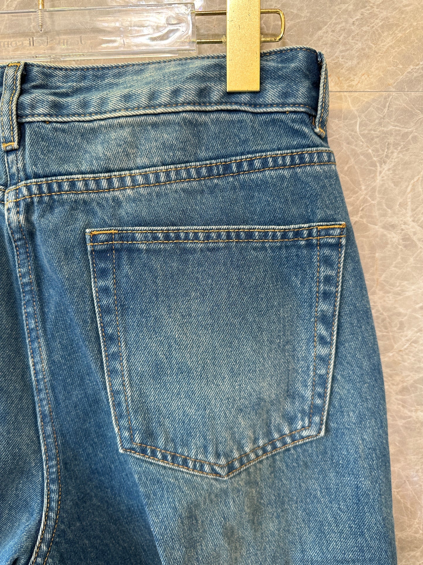 Louis Vuitton Straight-Leg Denim Jeans – Blue with Monogram Pocket Detail