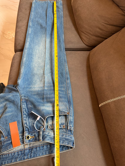 Louis Vuitton Straight-Leg Denim Jeans – Blue with Monogram Pocket Detail