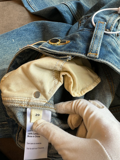 Louis Vuitton Straight-Leg Denim Jeans – Blue with Monogram Pocket Detail