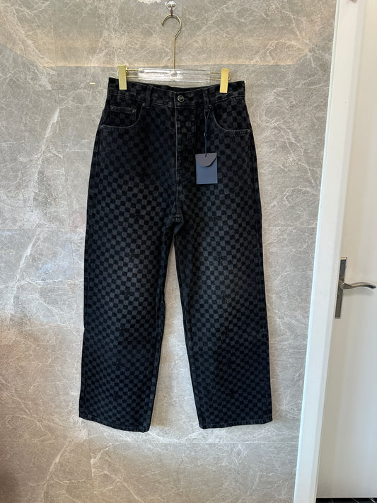 Louis Vuitton Damier Graphite Denim Pants RM265M CCU HSD 77W Black Checkered Jeans