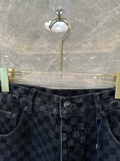 Louis Vuitton Damier Graphite Denim Pants RM265M CCU HSD 77W Black Checkered Jeans