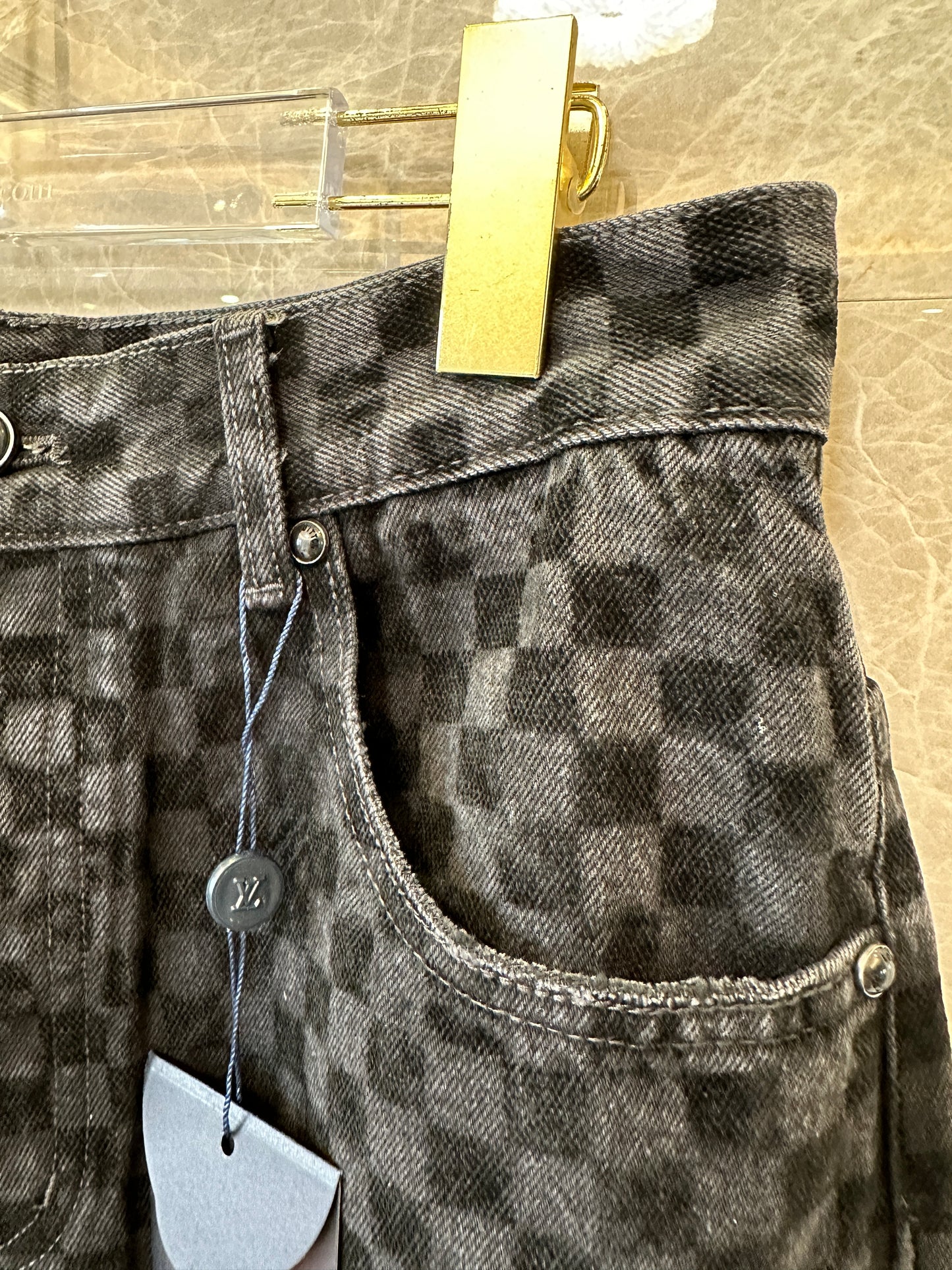 Louis Vuitton Damier Graphite Denim Pants RM265M CCU HSD 77W Black Checkered Jeans