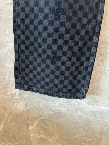 Louis Vuitton Damier Graphite Denim Pants RM265M CCU HSD 77W Black Checkered Jeans