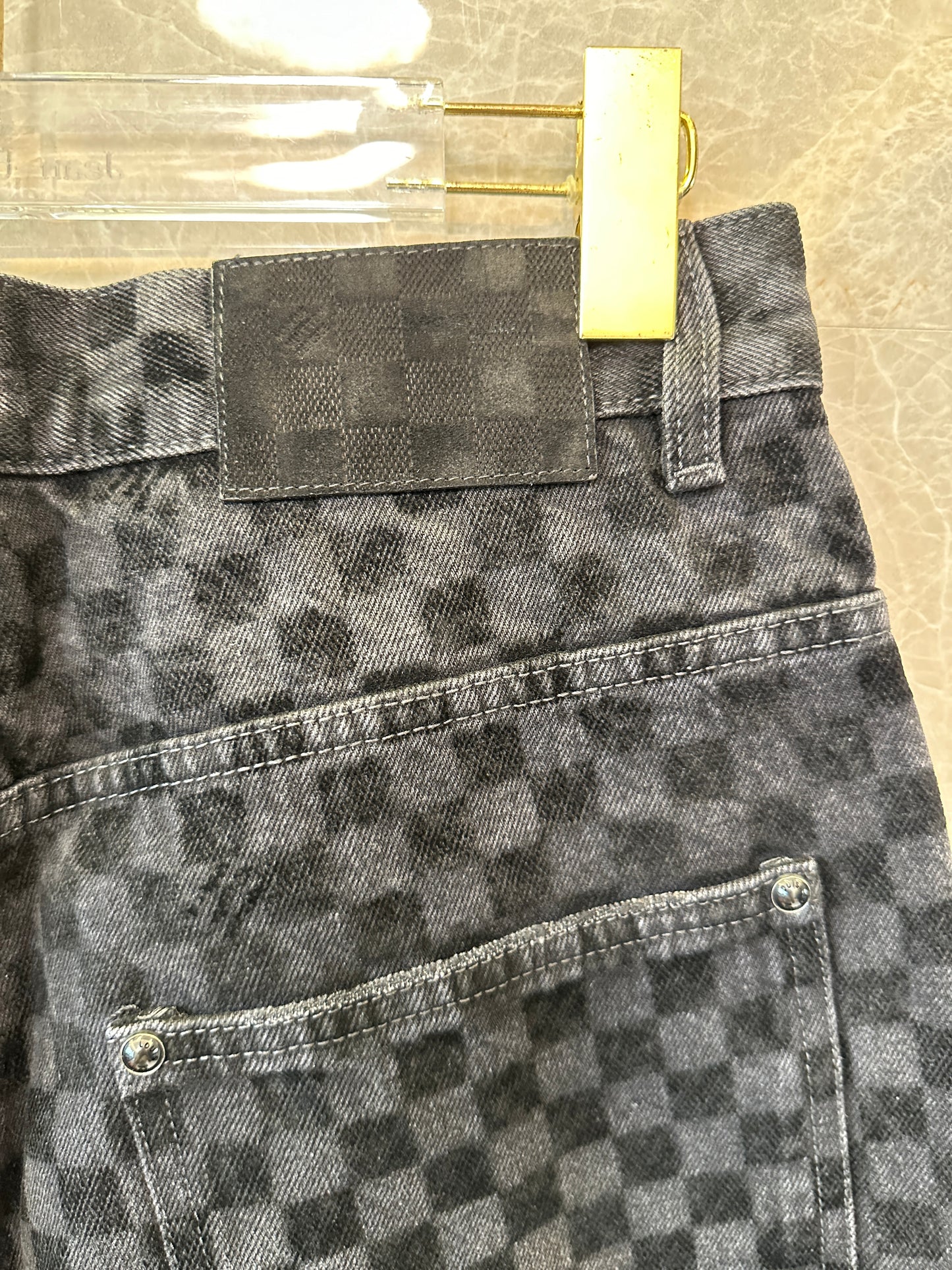 Louis Vuitton Damier Graphite Denim Pants RM265M CCU HSD 77W Black Checkered Jeans