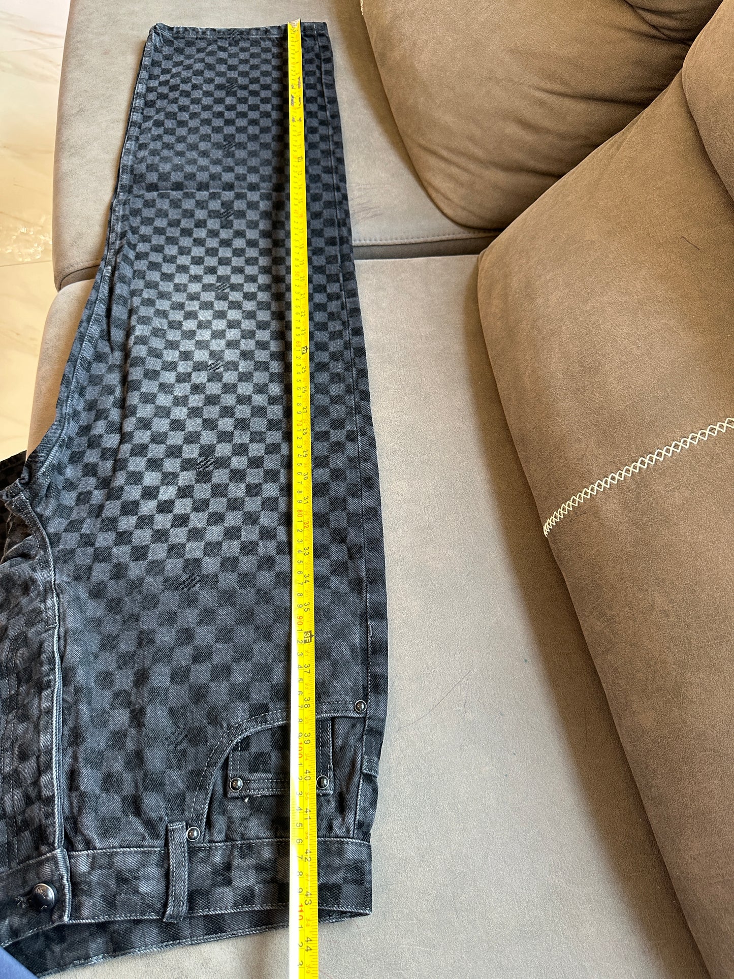 Louis Vuitton Damier Graphite Denim Pants RM265M CCU HSD 77W Black Checkered Jeans