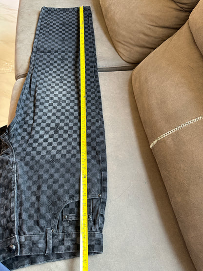 Louis Vuitton Damier Graphite Denim Pants RM265M CCU HSD 77W Black Checkered Jeans
