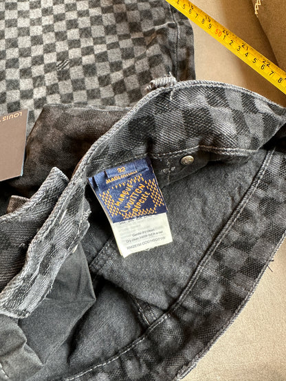 Louis Vuitton Damier Graphite Denim Pants RM265M CCU HSD 77W Black Checkered Jeans