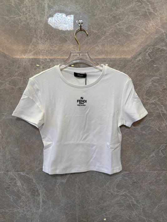 Camiseta curta feminina Fendi - branca