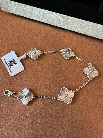 Van Cleef & Arpels Vintage Alhambra 5 Motifs Bracelet Sterling Silver