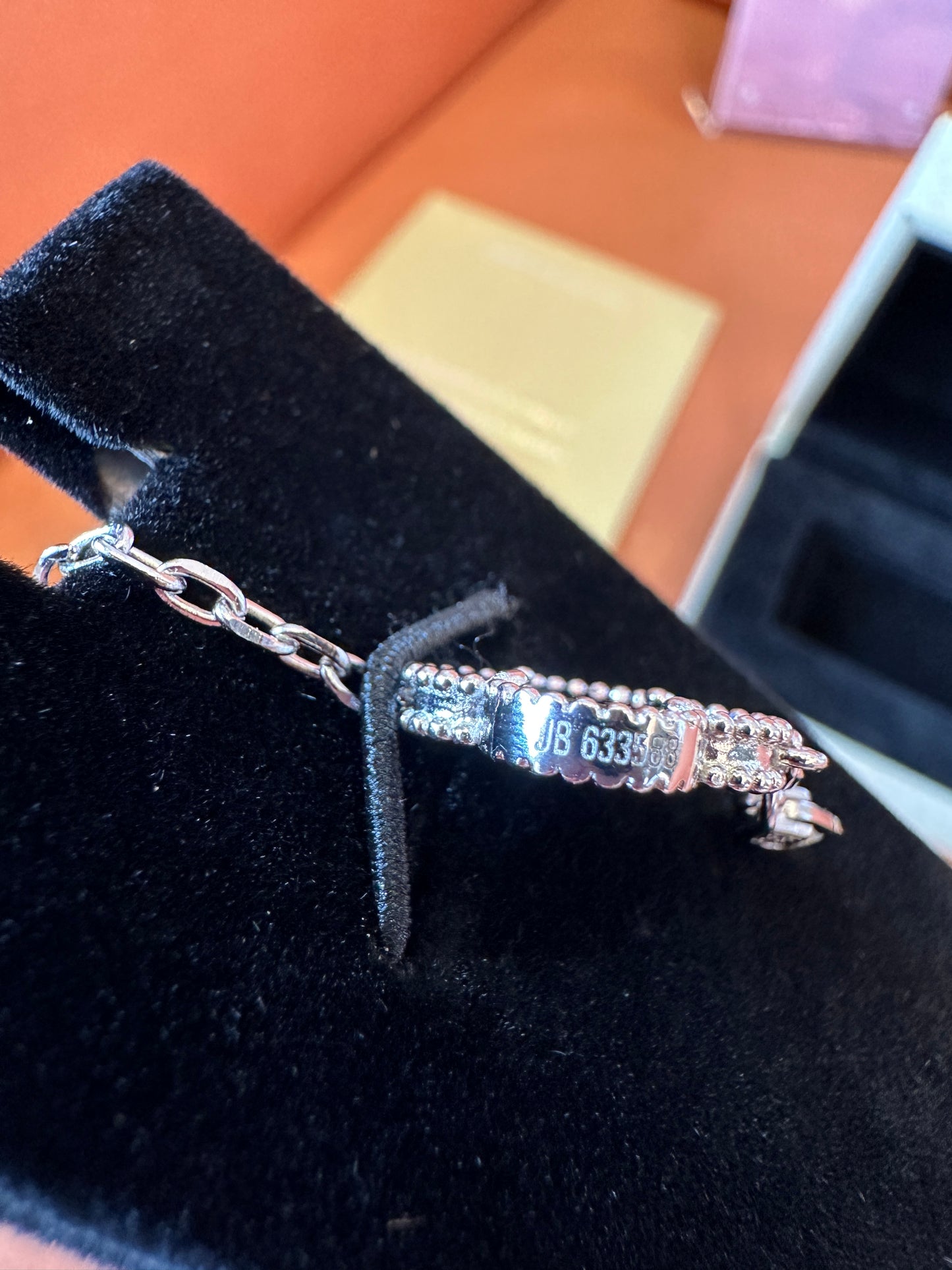 Van Cleef & Arpels Silver Vintage Alhambra Black Clover Bracelet