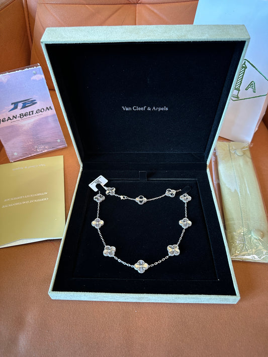 Van Cleef & Arpels Silver Clover Necklace 10 Motifs