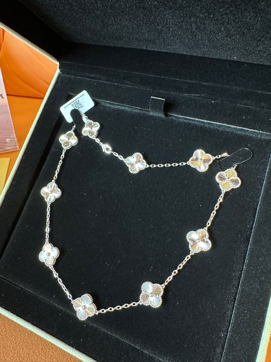 Van Cleef & Arpels Silver Clover Necklace 10 Motifs