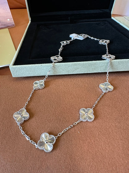 Van Cleef & Arpels Silver Clover Necklace 10 Motifs