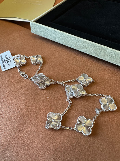 Van Cleef & Arpels Silver Clover Necklace 10 Motifs