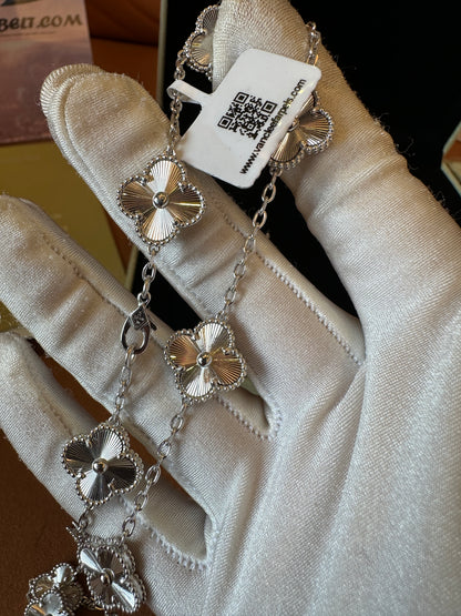Van Cleef & Arpels Silver Clover Necklace 10 Motifs