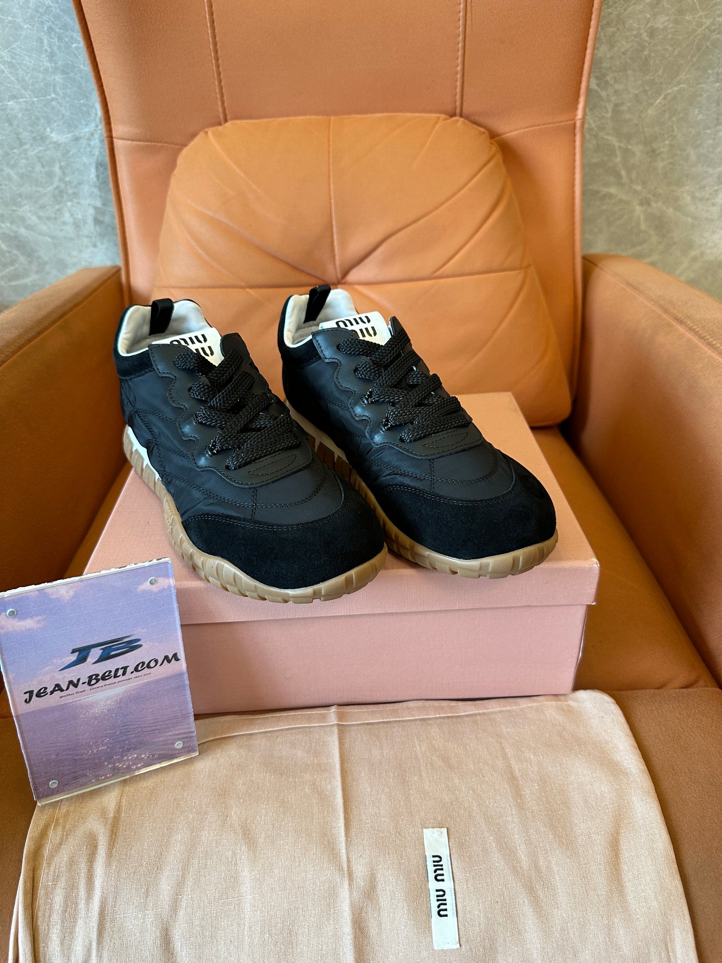 Miu Miu Black Nylon & Suede Sneakers