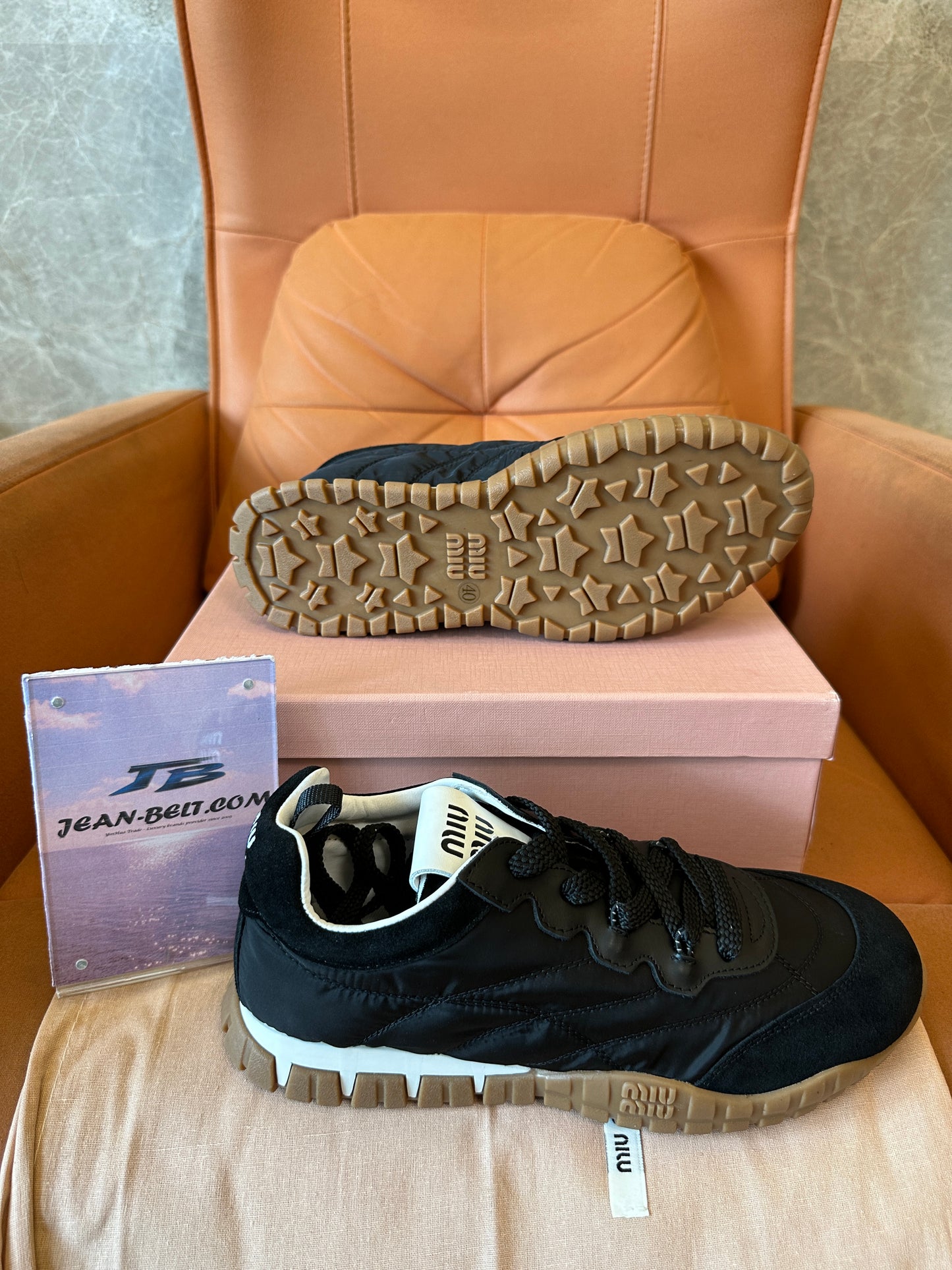 Miu Miu Black Nylon & Suede Sneakers