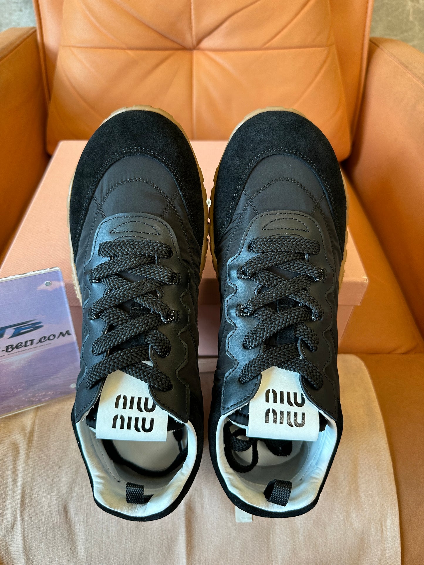 Miu Miu Black Nylon & Suede Sneakers