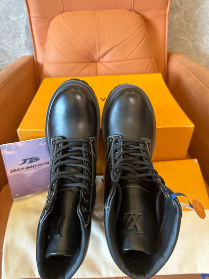 Louis Vuitton Monogram Canvas Leather Ankle Boots Black