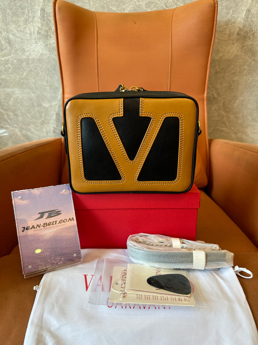 Valentino Garavani VLogo Signature Box Bag Black/Brown Leather