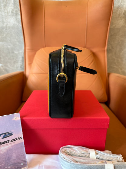 Valentino Garavani VLogo Signature Box Bag Black/Brown Leather