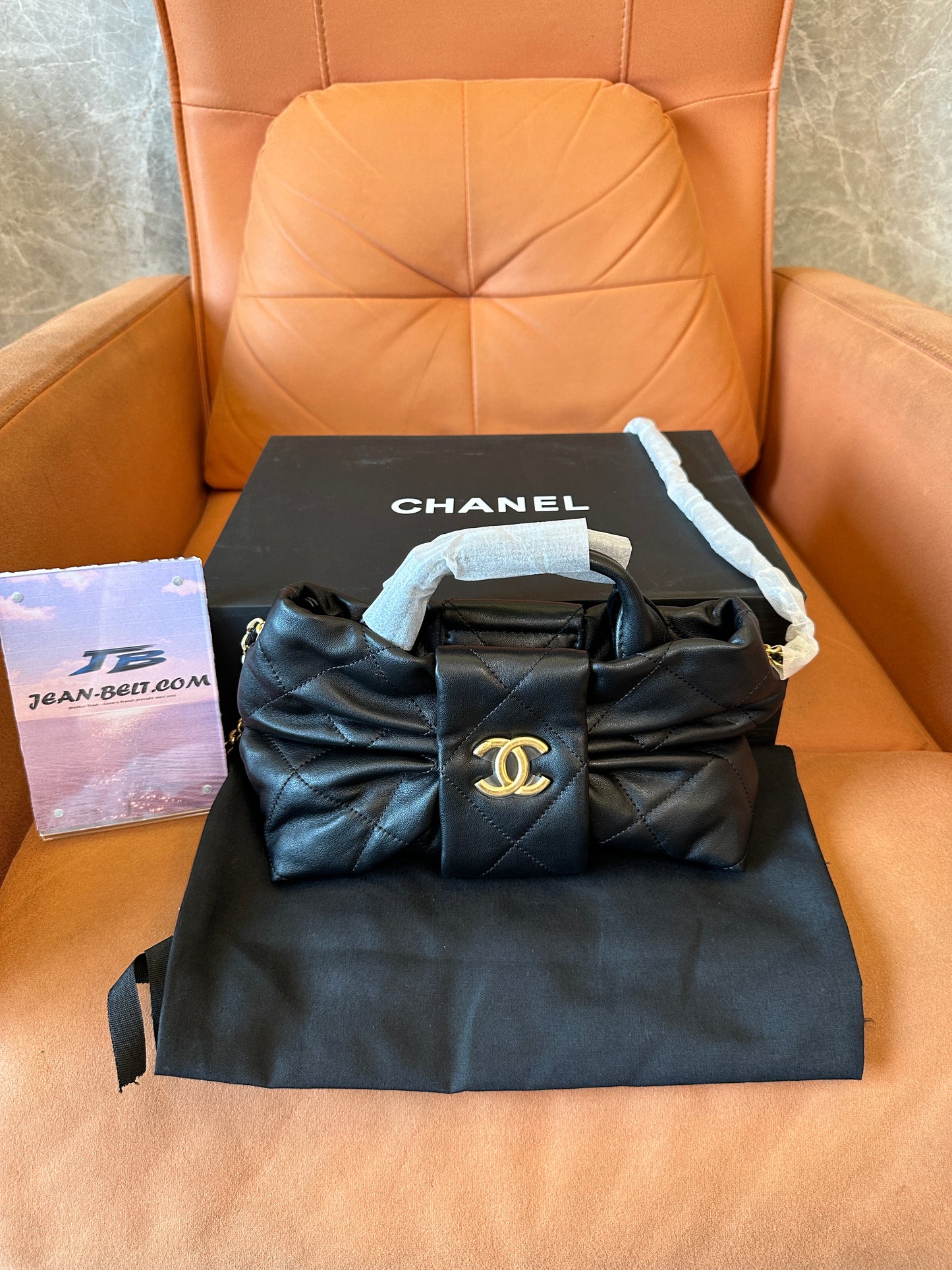 Chanel Bow Knot Quilted Leather Bag Black