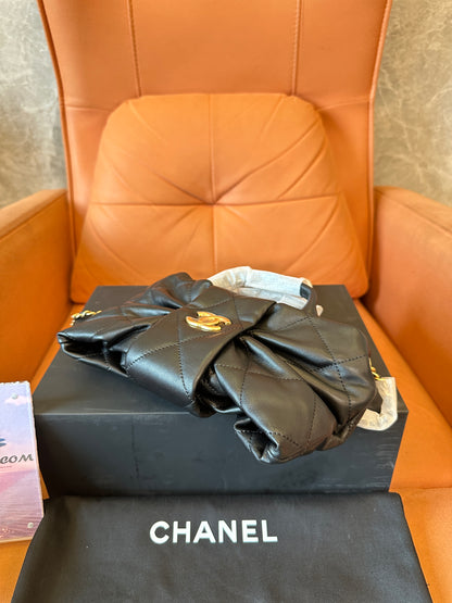 Chanel Bow Knot Quilted Leather Bag Black