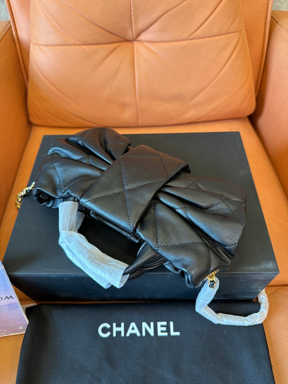 Chanel Bow Knot Quilted Leather Bag Black
