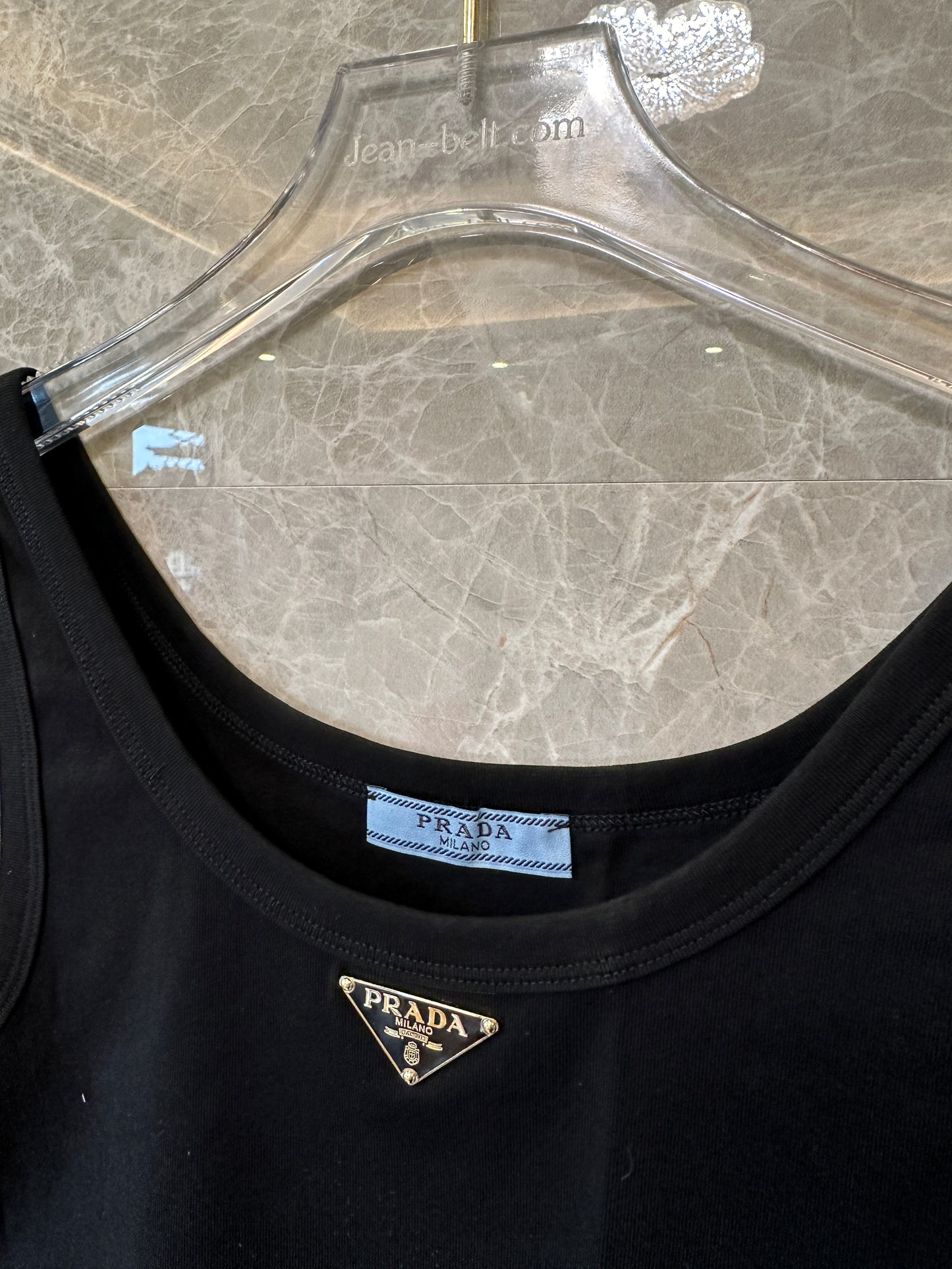 Prada Black Cropped Tank Top with Logo