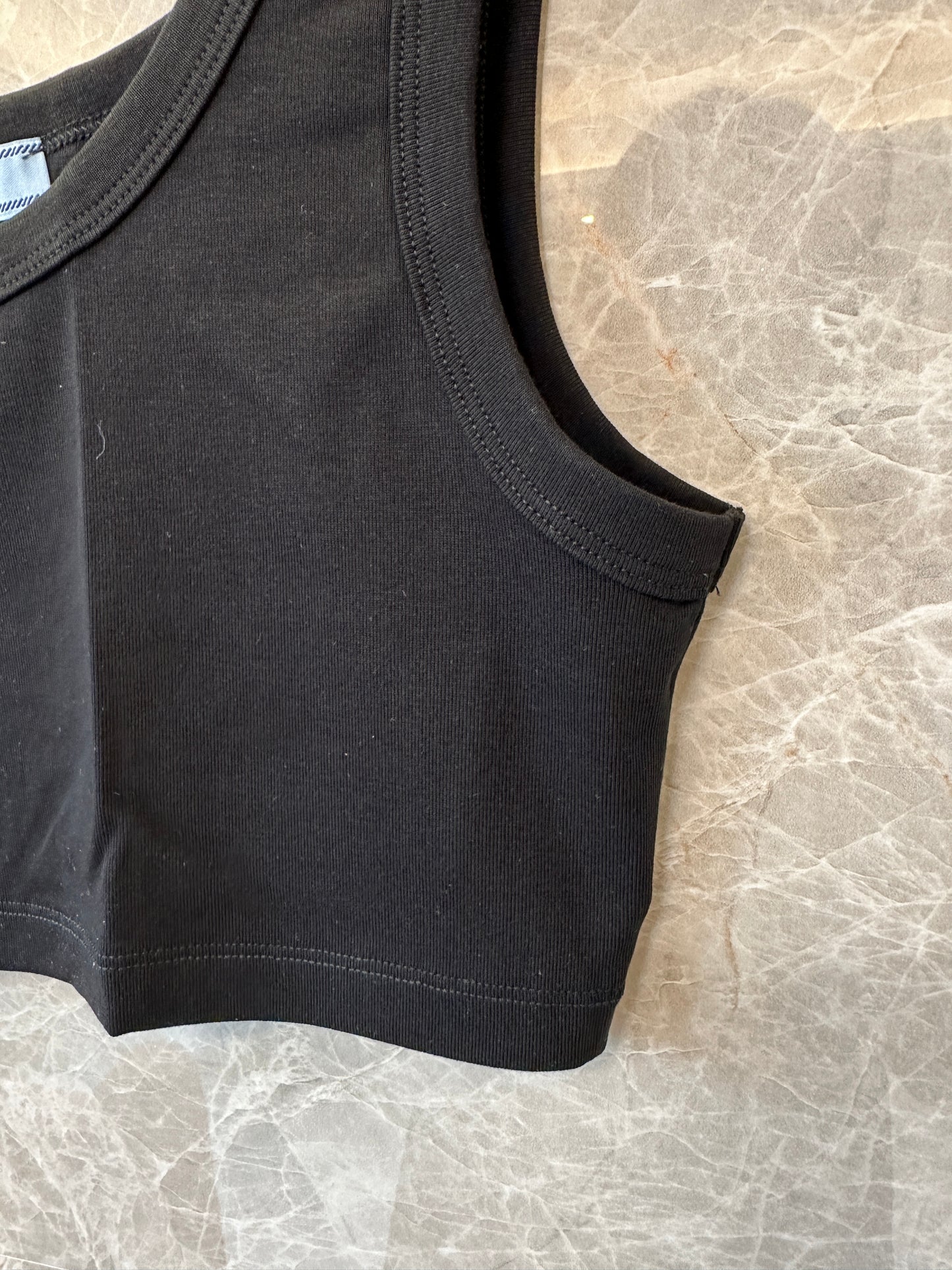Prada Black Cropped Tank Top with Logo