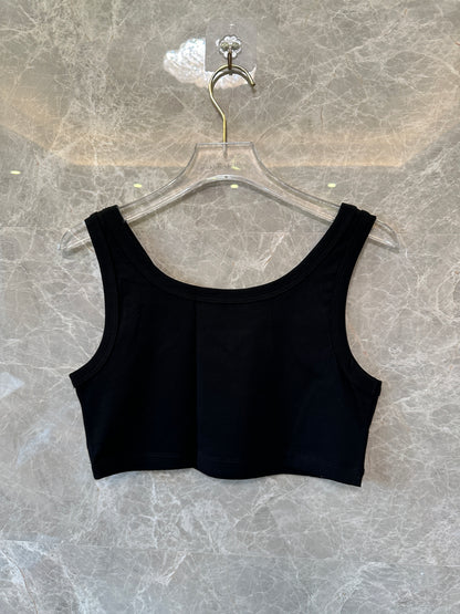 Prada Black Cropped Tank Top with Logo