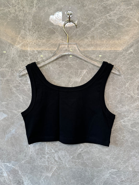 Top Curto Prada Preto com Logótipo