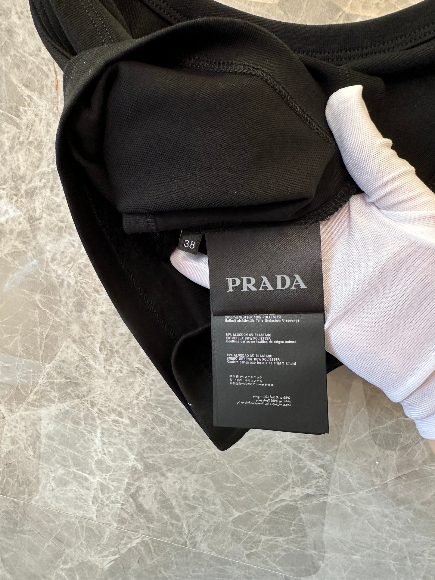 Prada Black Cropped Tank Top with Logo
