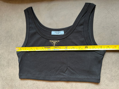 Prada Black Cropped Tank Top with Logo