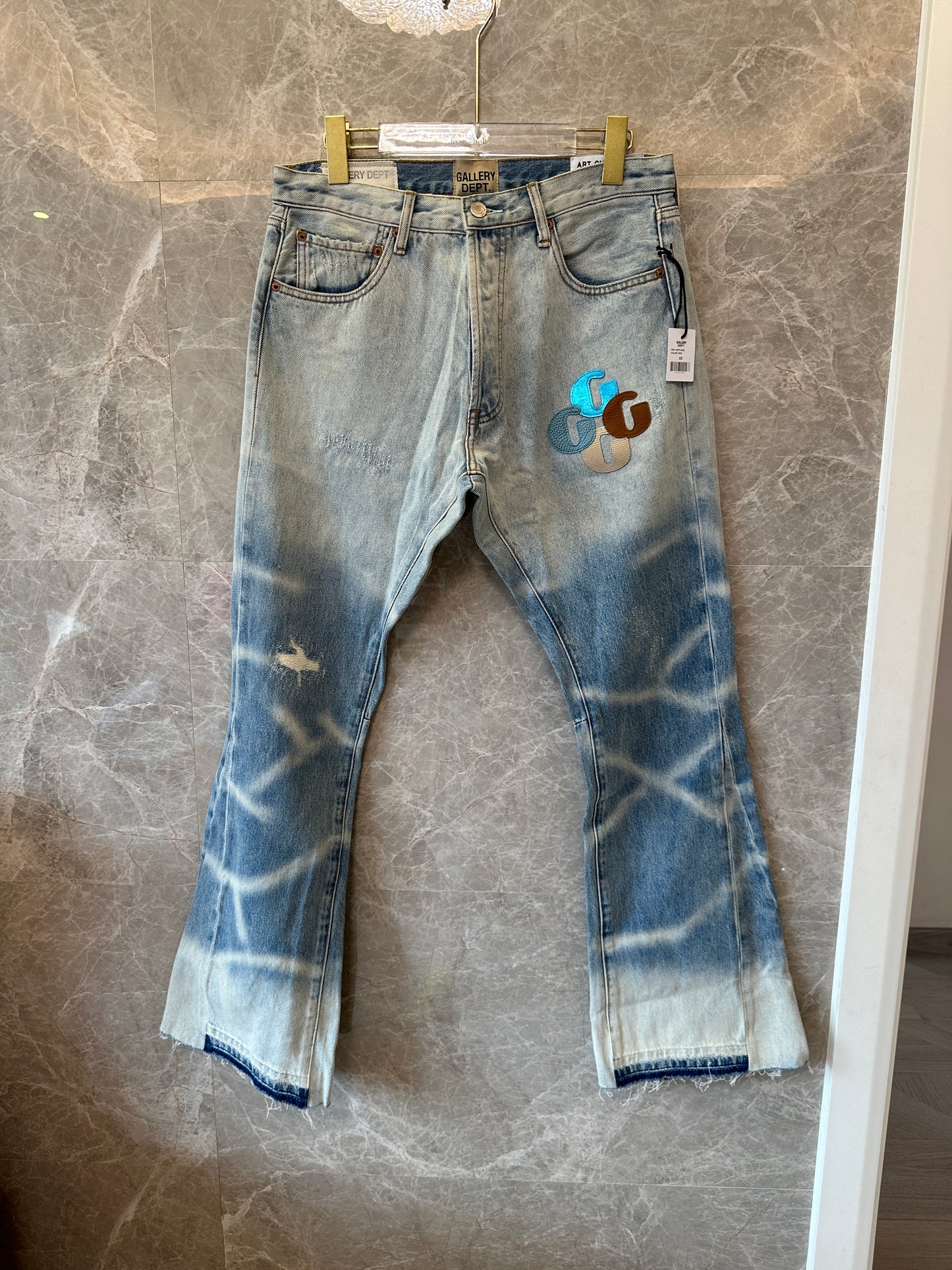 Gallery Dept Flared Jeans with Multi-Color GD Logo Print