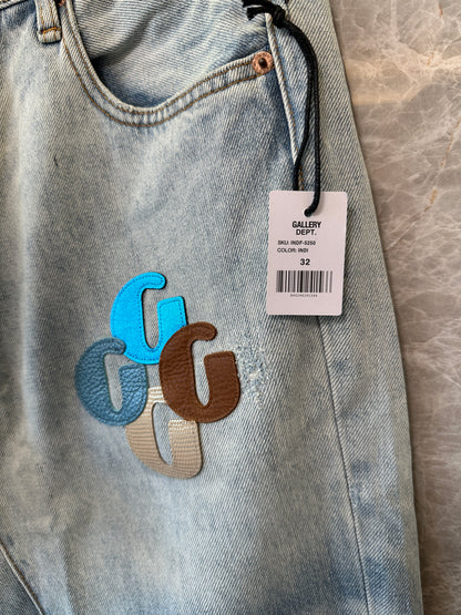 Gallery Dept Flared Jeans with Multi-Color GD Logo Print