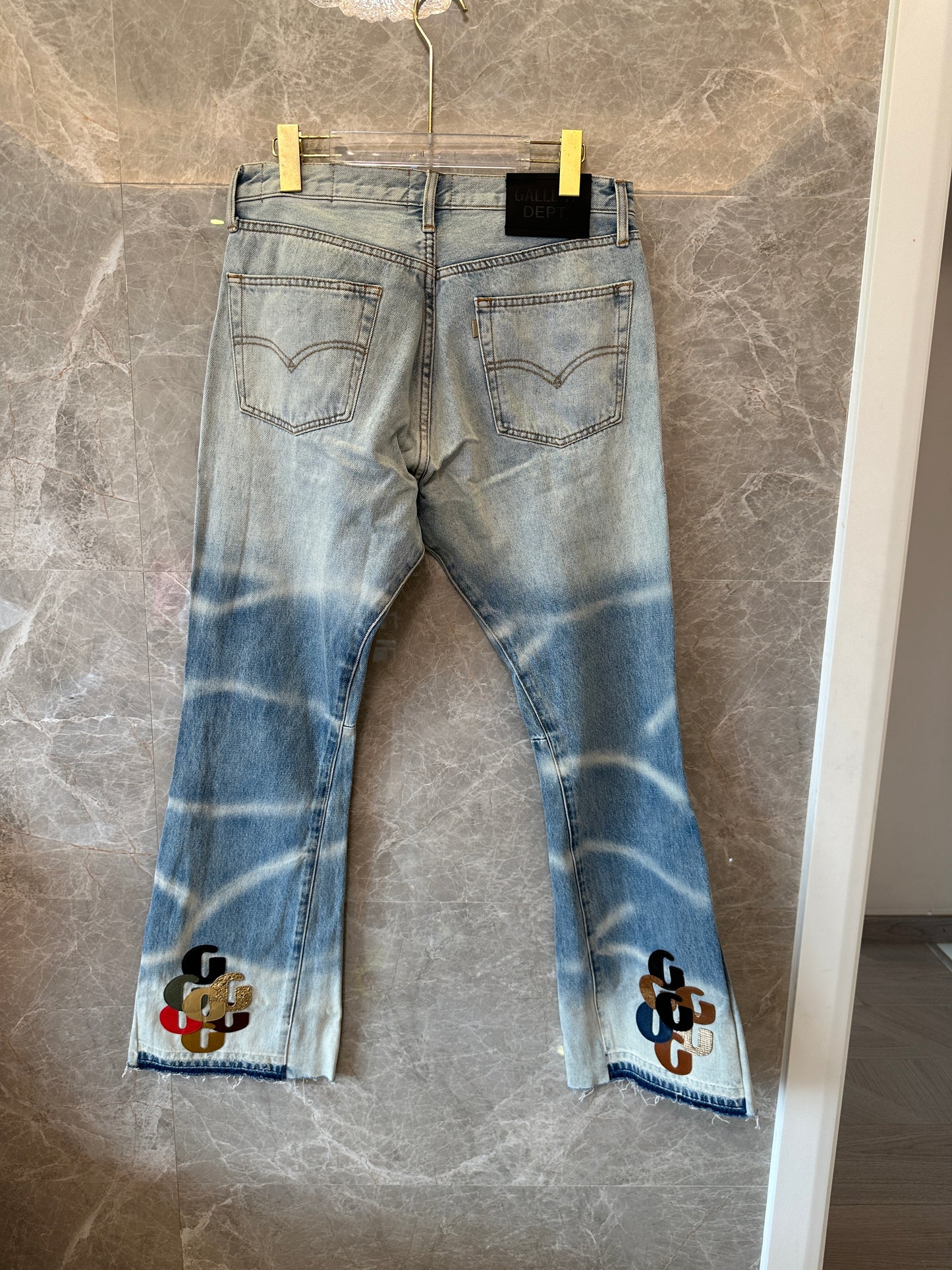 Gallery Dept Flared Jeans with Multi-Color GD Logo Print