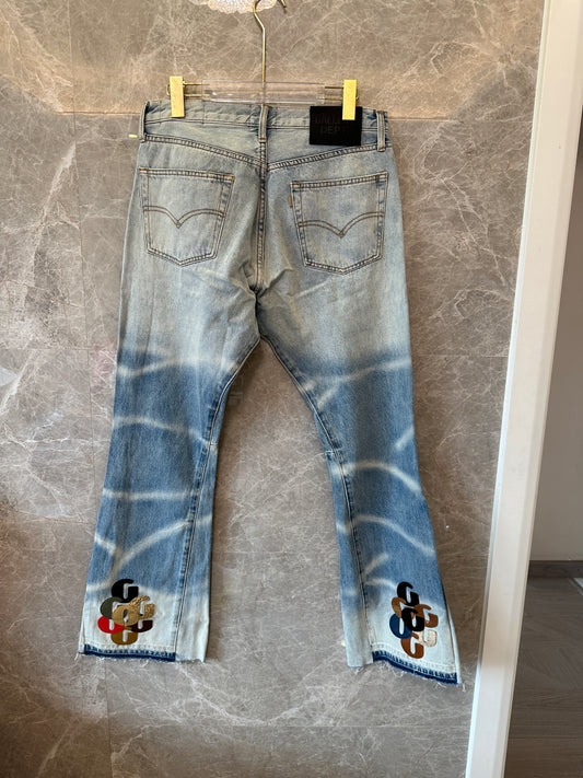 Gallery Dept Flared Jeans with Multi-Color GD Logo Print