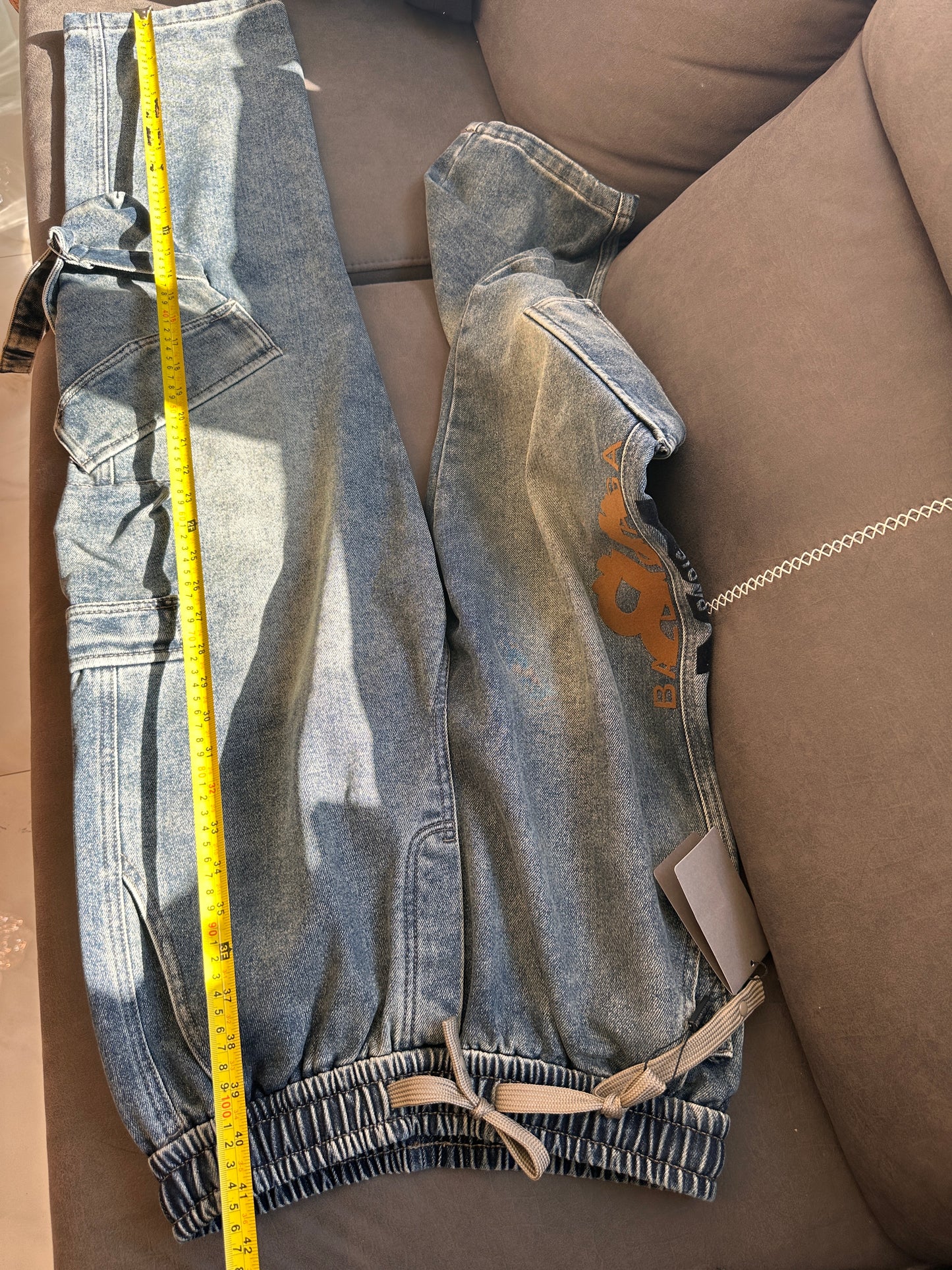 Balenciaga Blue Thickened Denim Jeans with Signature Branding