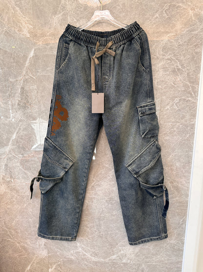 Balenciaga Blue Thickened Denim Jeans with Signature Branding