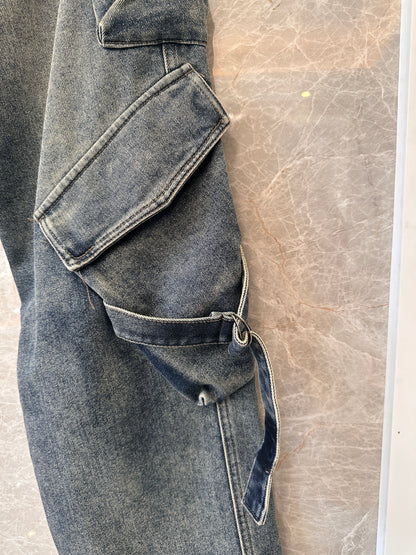 Balenciaga Blue Thickened Denim Jeans with Signature Branding